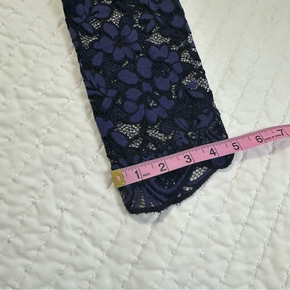 DKNY Elegant Floral Lace Long Sleeve Dress in Purple - Picture 9 of 15